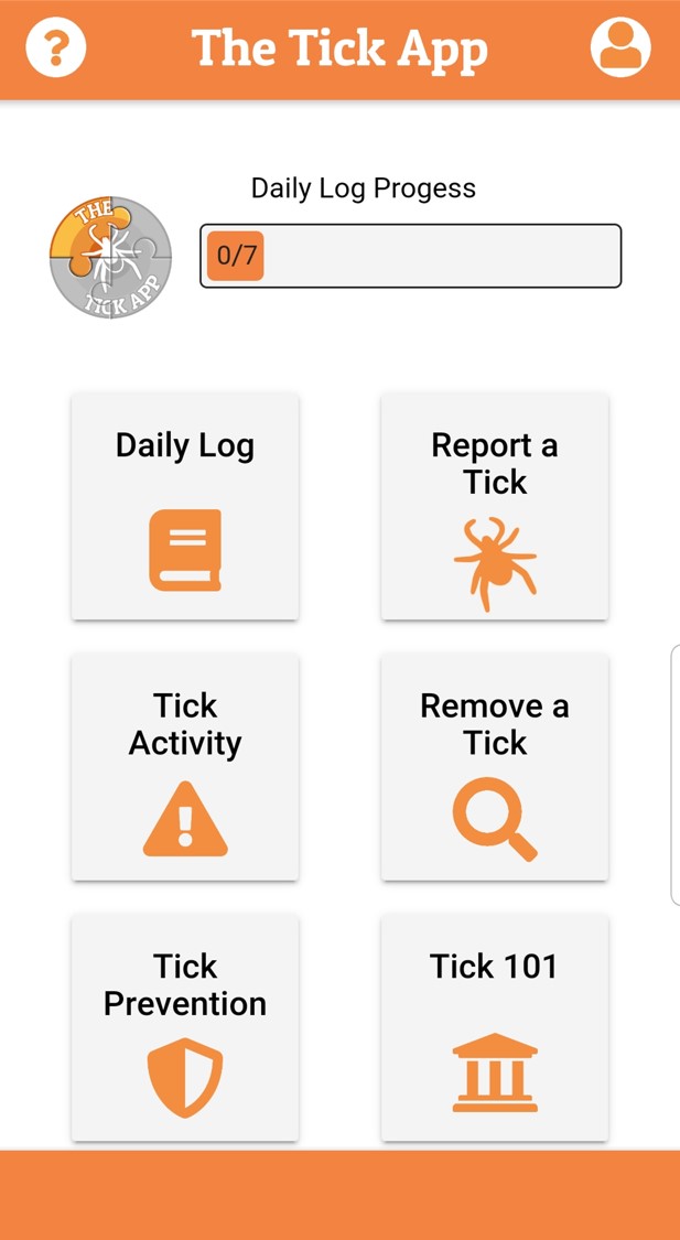 Tick App user interface